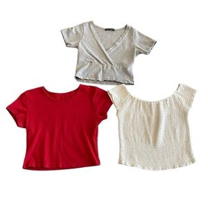 Brandy Melville J Galt lot of 3 crop tops one size